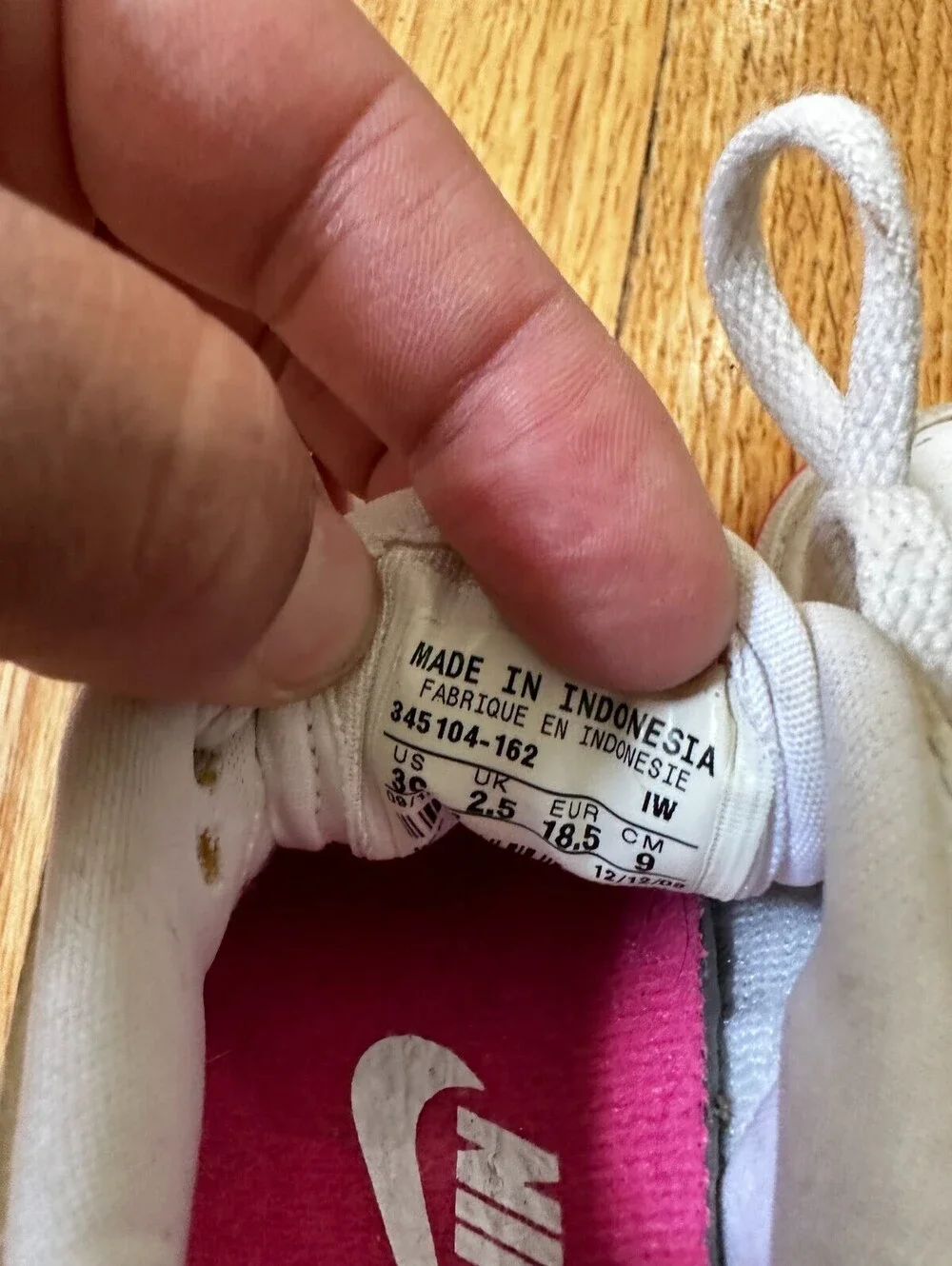 Baby White and Pink Nike Sneakers Size 3c